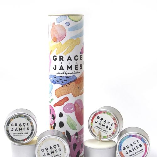 Tea light candle packaging for Grace & James