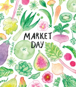 Watercolor painting of market day by Annie Davidson