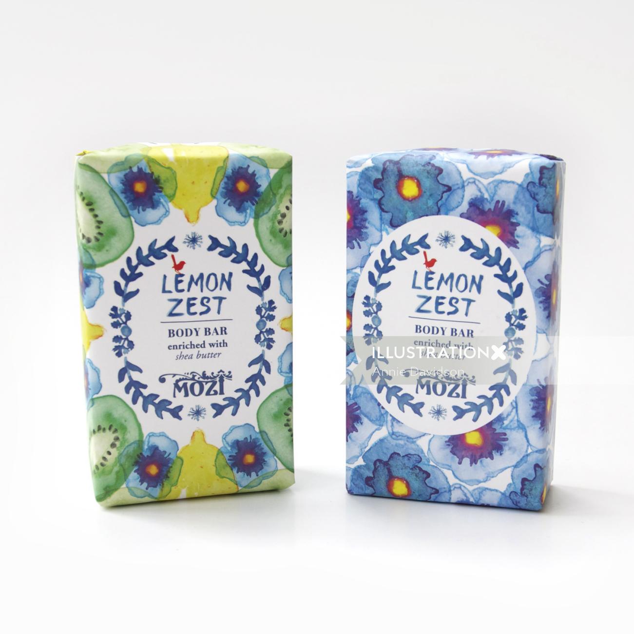 Lemon zest soap packing design by Annie Davidson