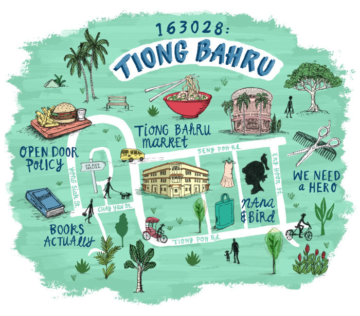 Illustration de la carte des emplacements de Tiong Bahru