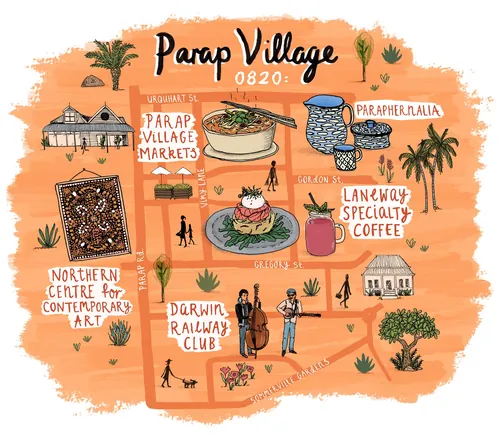 Darwin city map highlighting Parap Village for Jetstar