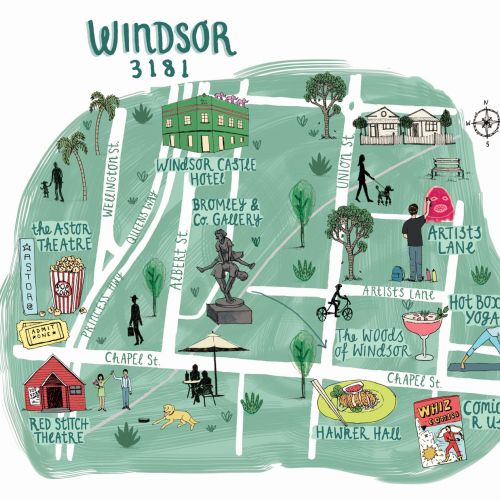 Windsor city in Melbourne map design by Annie Davidson 