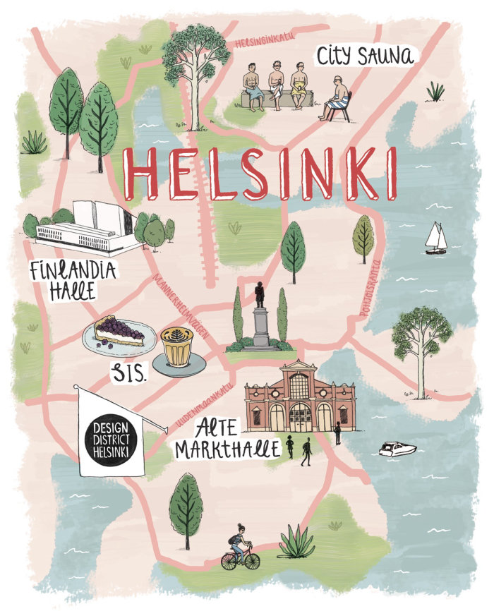 Helsinki city in Finland map design 