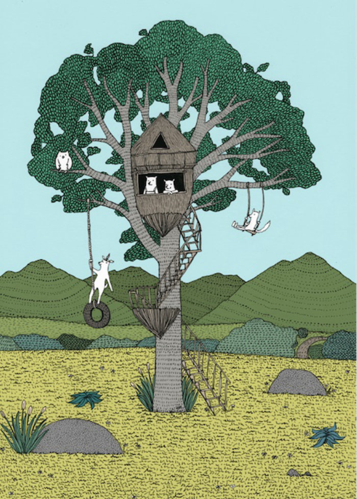 Animation d&#39;animaux se balançant sur l&#39;arbre