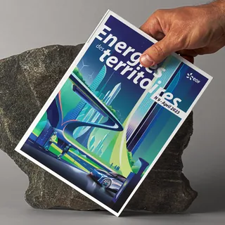 Futuristic city with eco-friendly cars and green energy elements
