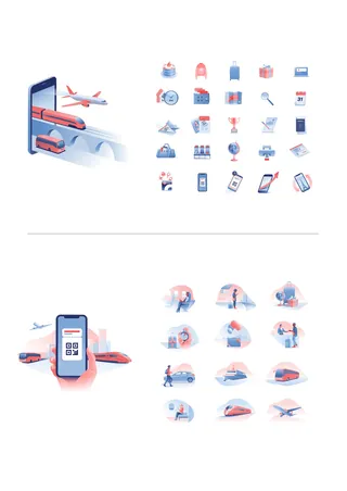 Mobile phone displaying digital boarding pass with travel and airplane icons.
