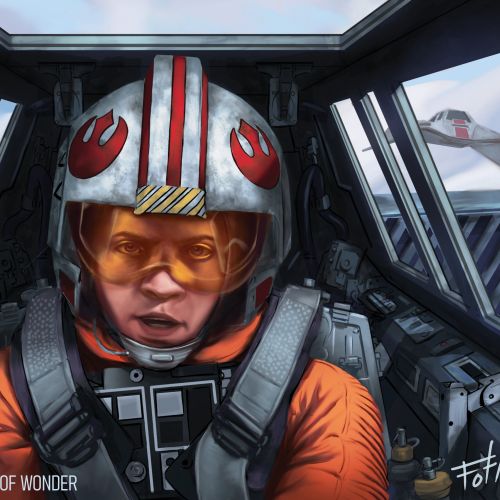 Star Wars Rebel pilot in cockpit by Anthony J Foti