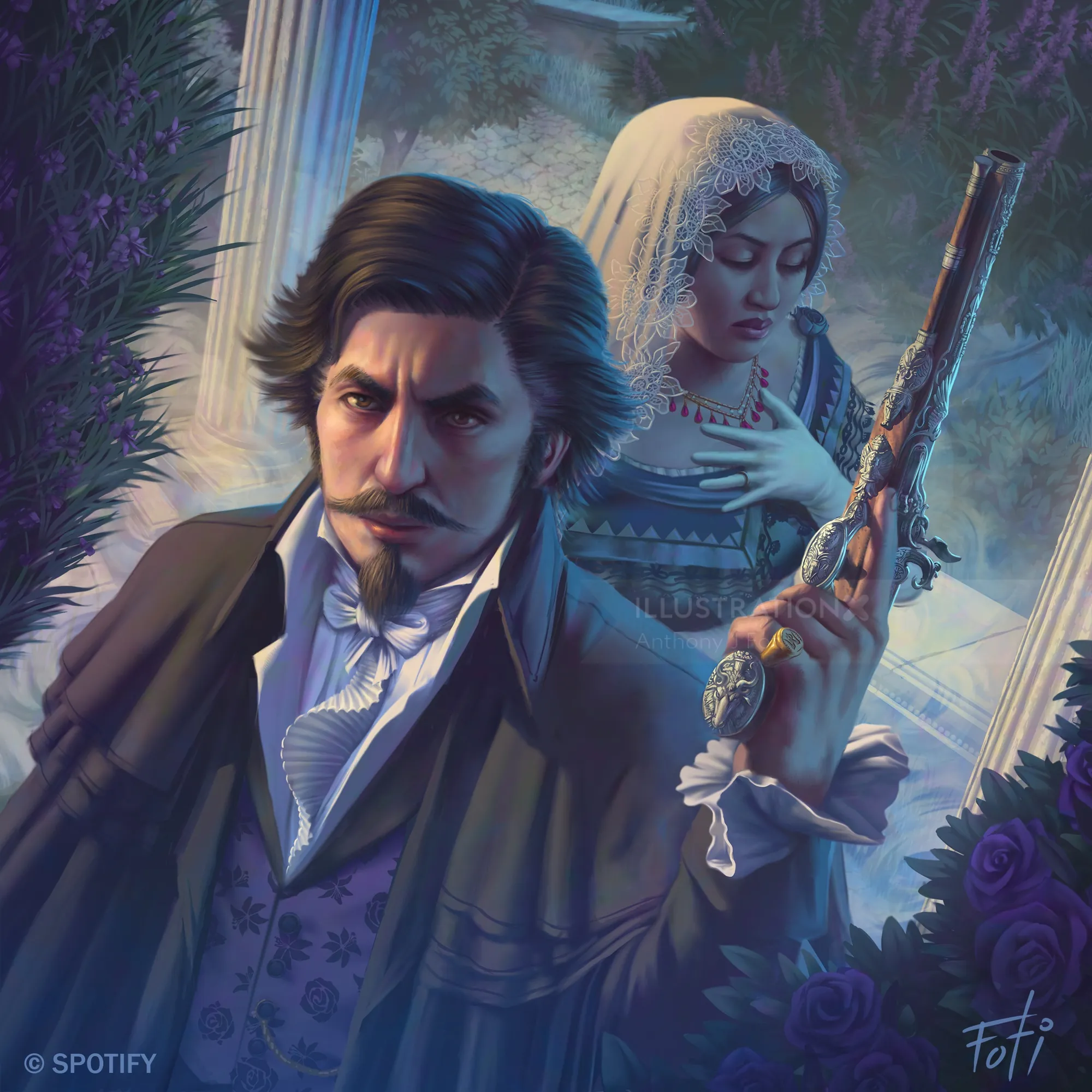 The Count of Monte Cristo audiobook cover illustration by Anthony J Foti