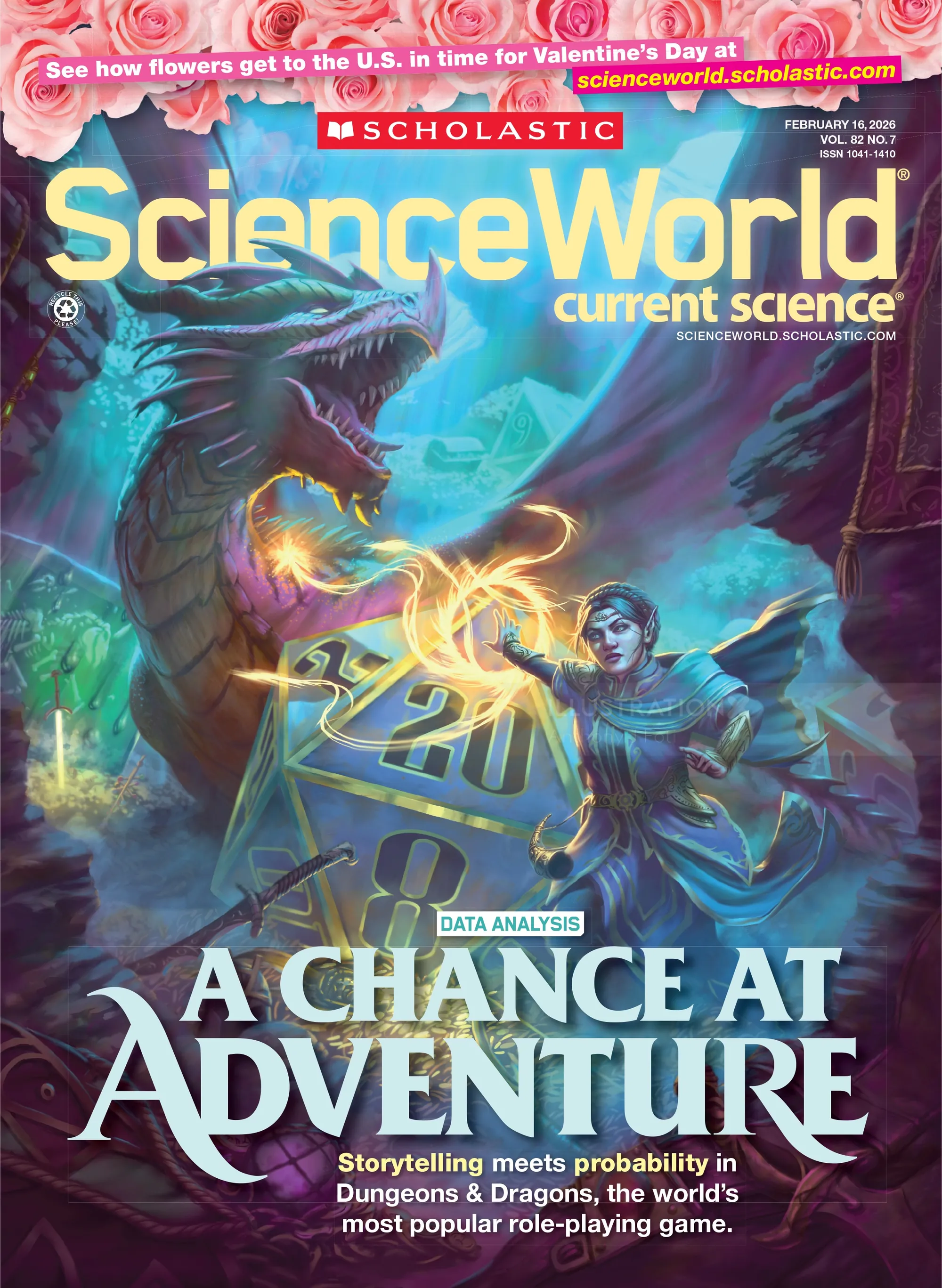 Science World cover shows a wizard casting a spell at a dragon by Anthony J Foti