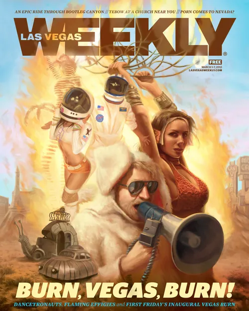 Burning Man themed Las Vegas Weekly cover illustration by Anthony J Foti