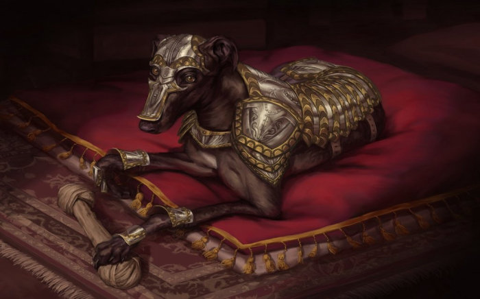 Awesome painting of a Dog in armour