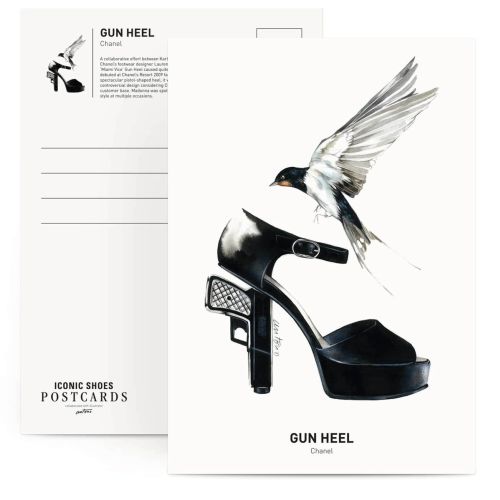 Black & white sketch of gun heel shoes