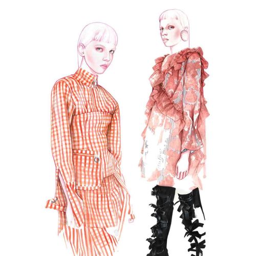 fashion artwork of models with Marques'Almeida clothing