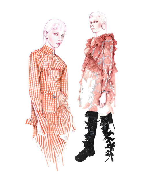 fashion artwork of models with Marques'Almeida clothing