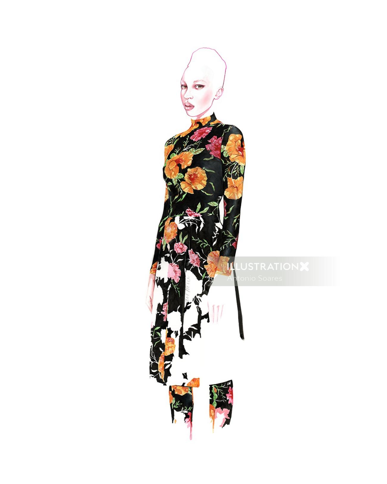 Watercolour Fashion Illustration For Balenciaga