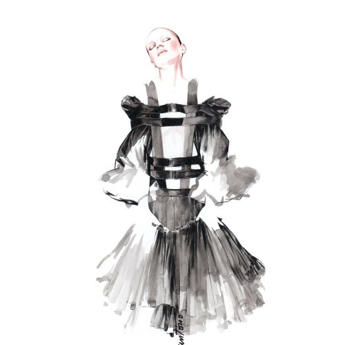 Watercolour sketch of a fashion lady