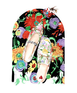 女士花卉图案运动鞋