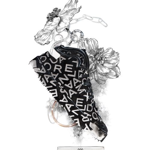 Black and white abstract letter pattern with detailed flowers by Antonio Soares
