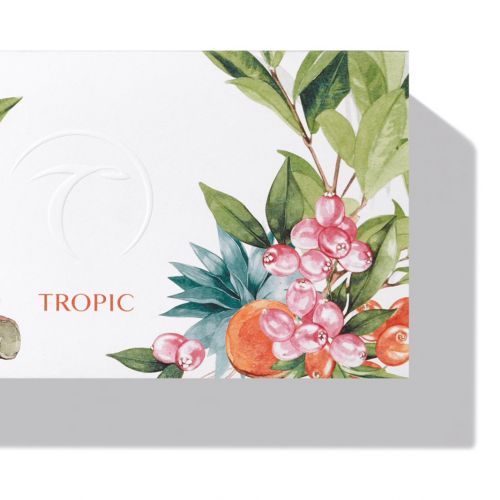 Tropic-themed packaging artwork