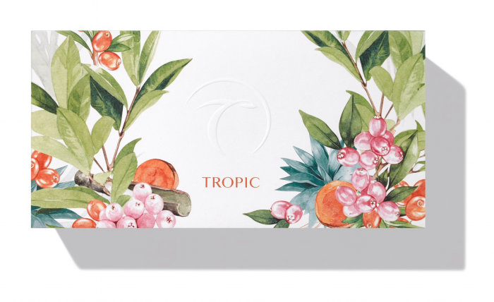 Tropic-themed packaging artwork