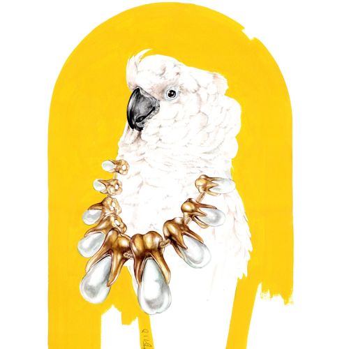 Visual of a White Cockatoo in a Painting