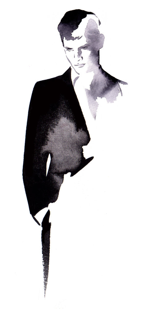 Live even t drawing of man in suit

