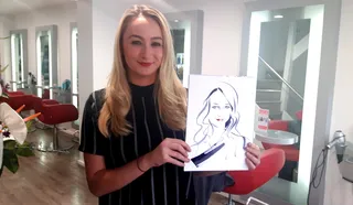 Beauty with her drawing
