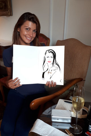 Evento en vivo dibujo de una mujer en St Moritz
