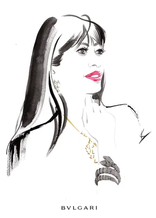 Fashion portrait of woman with ink strokes