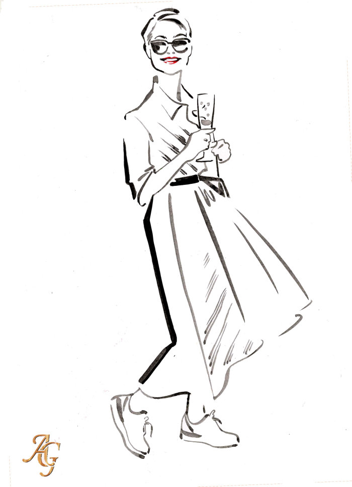 Croquis dessiné à la main d&#39;un invité au mariage de la société à Clivedon House