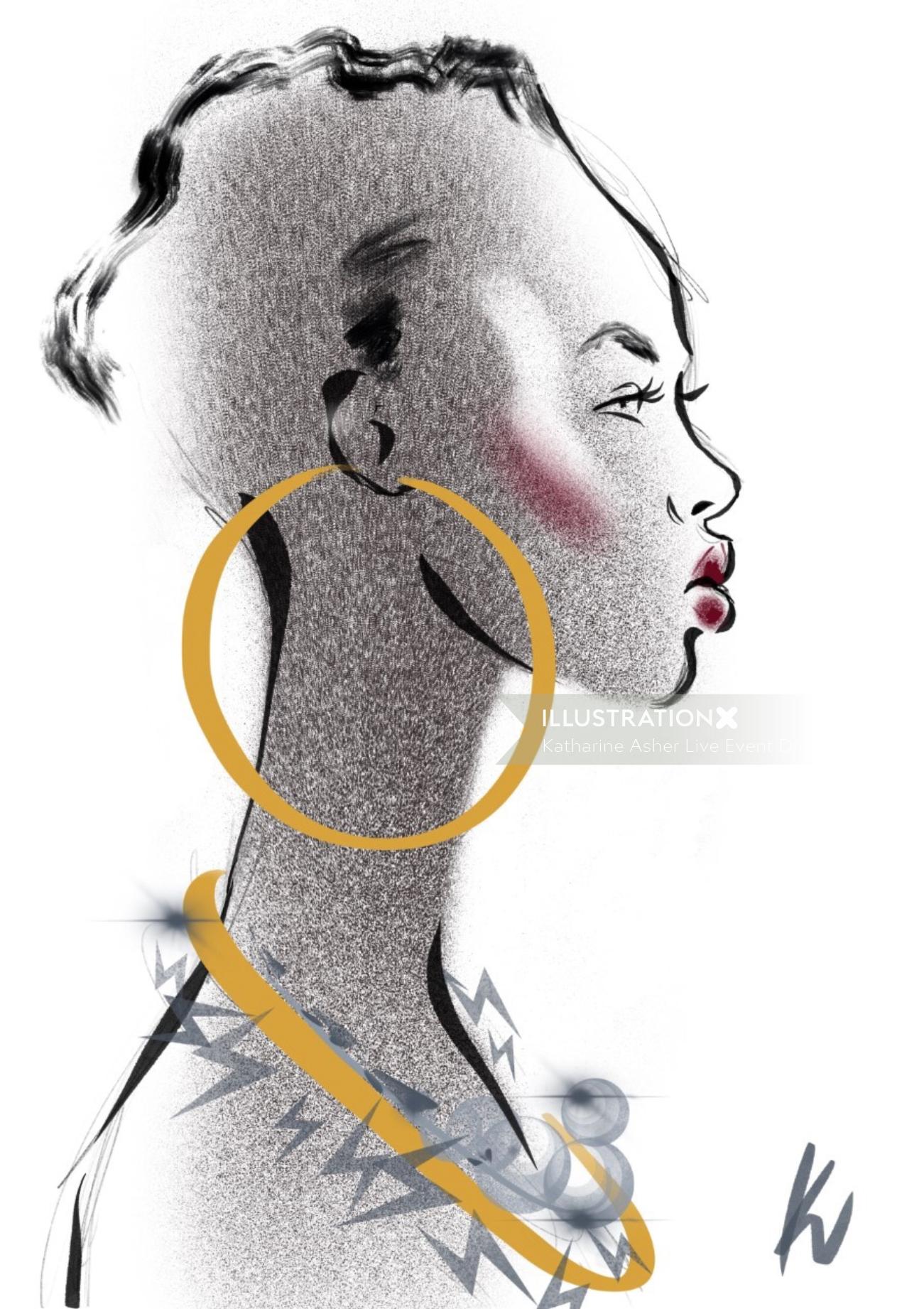 Dessin d&#39;animation numérique de la reine africaine
