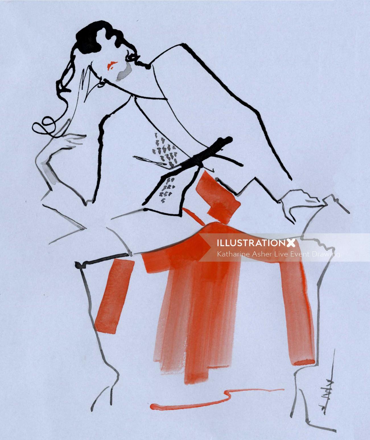 Fashion and Live Event Drawing  Illustration by Katharine Asher Live Event  Drawing