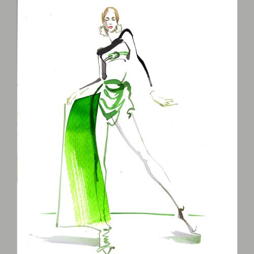 Fashion woman line and color art