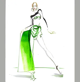 Fashion woman line and color art