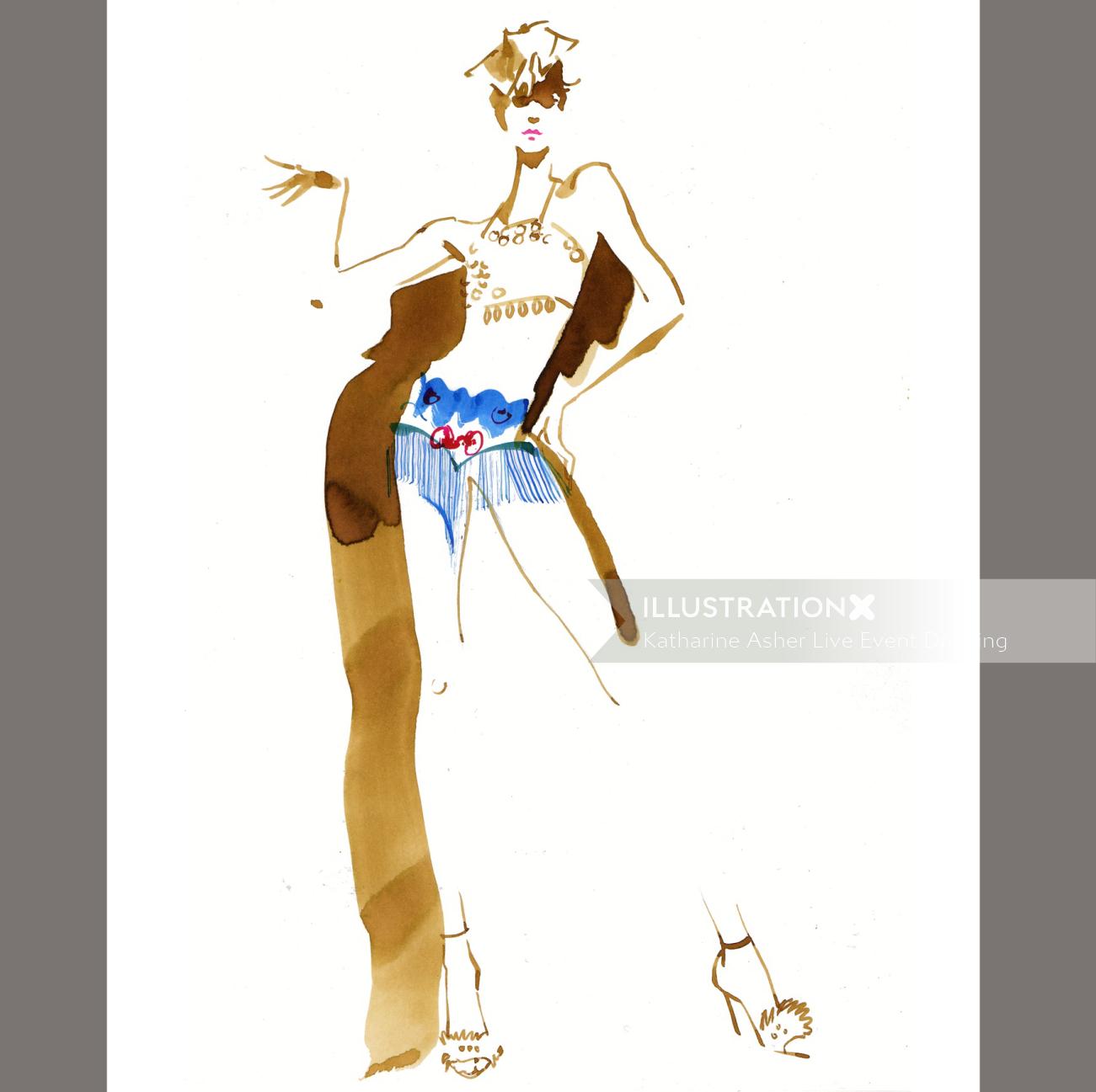 Fashion model live event drawing