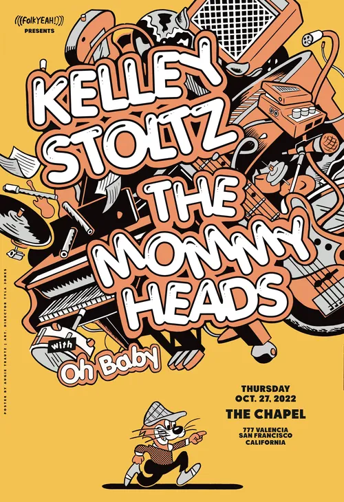 Pôster de rock indie para Kelley Stoltz e The Mommy Heads por Augie Trautz