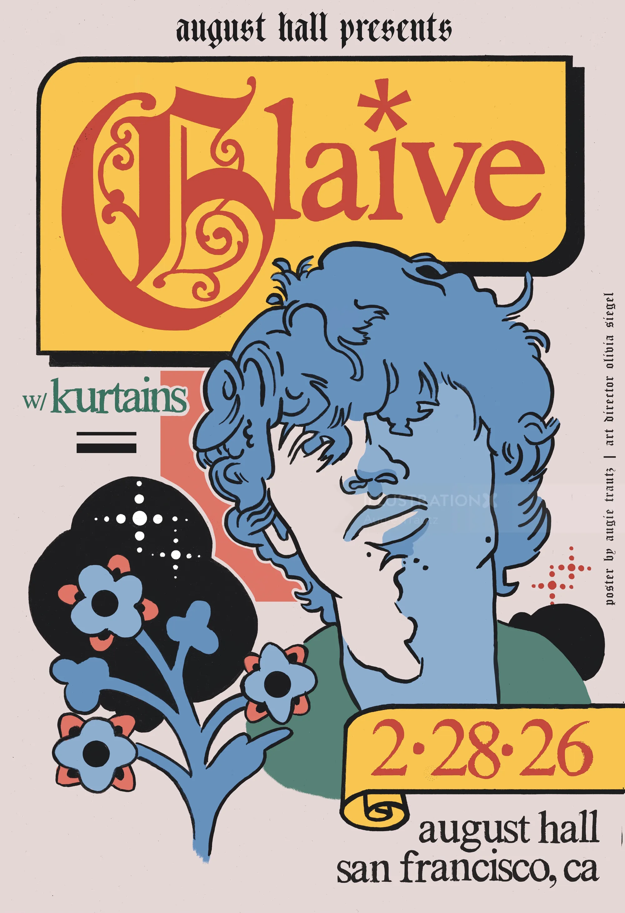 Augie Trautz 为 Glaive 乐队在 August Hall 的音乐会设计的海报