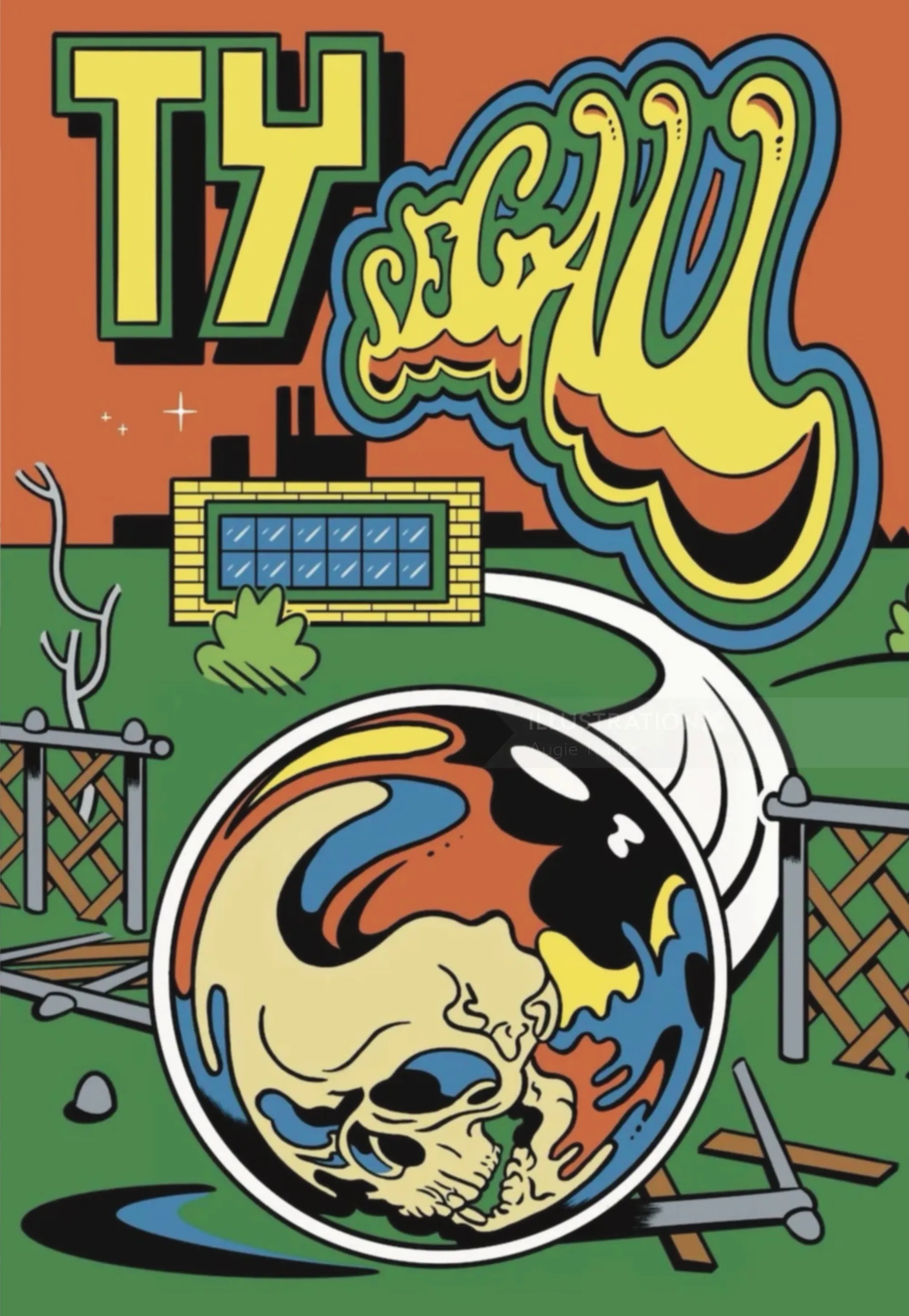 Psychedelic poster for Ty Segall by Augie Trautz with colorful swirling design