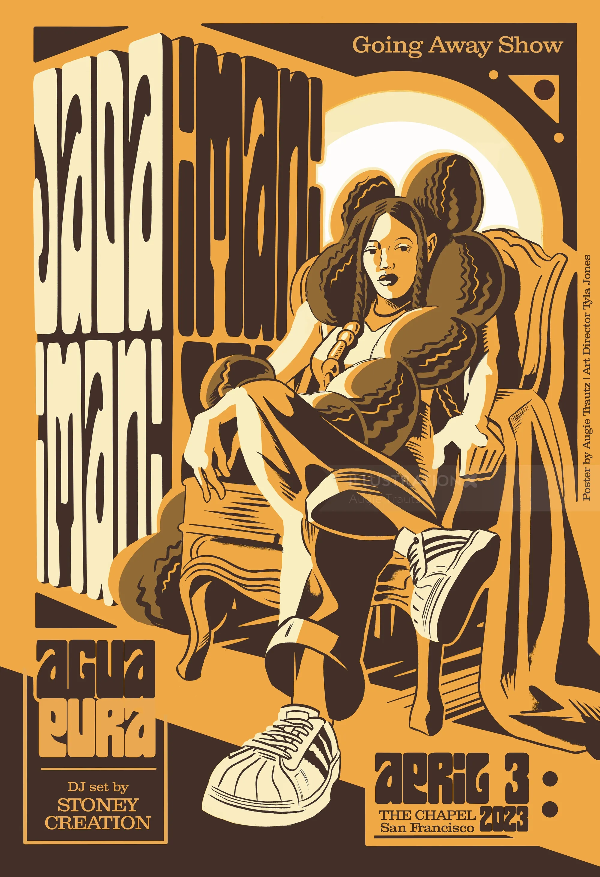 Poster of singer and rapper Jada Imani sitting on chair by Augie Trautz