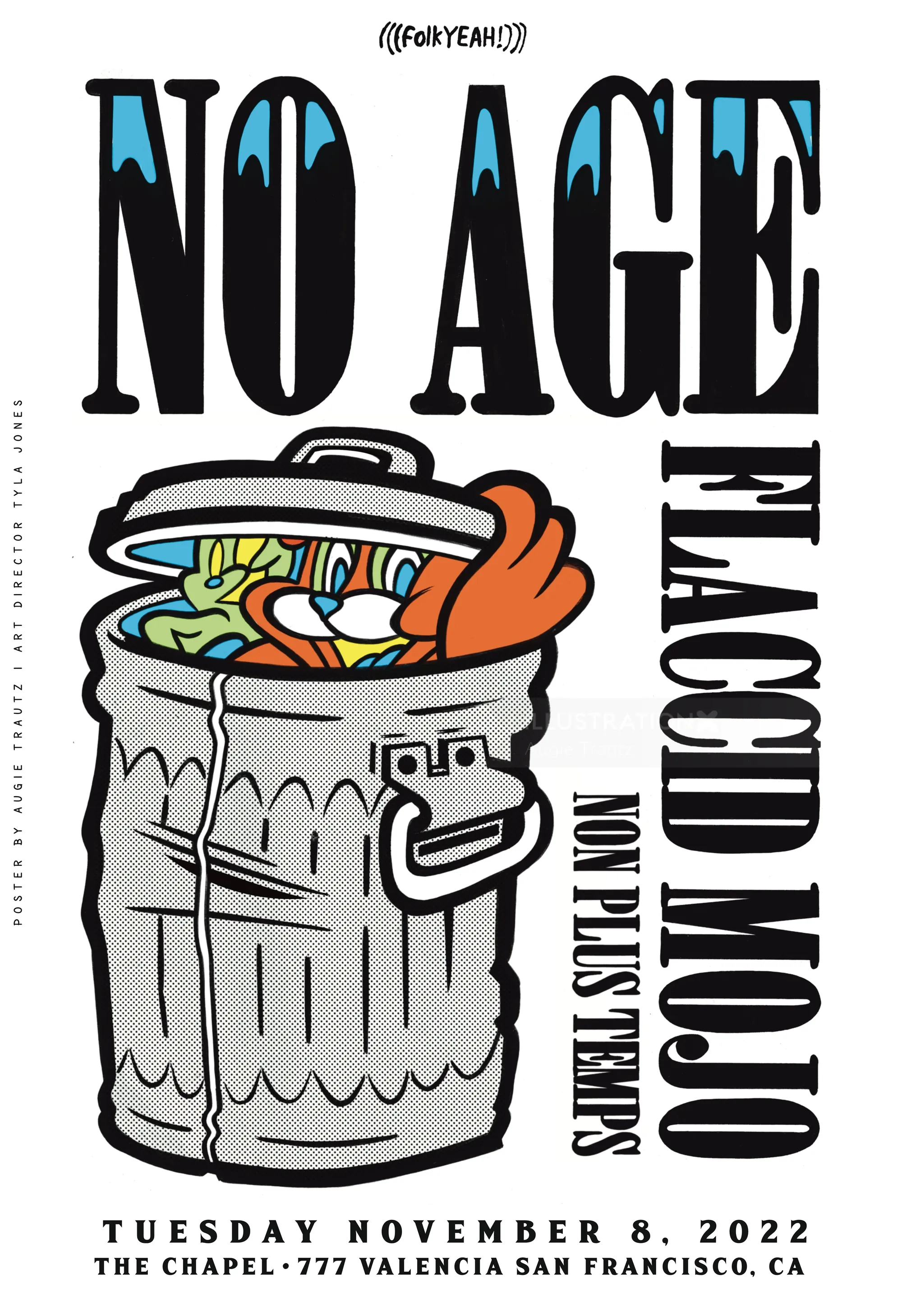 Concert poster for noise rock duo No Age by Augie Trautz