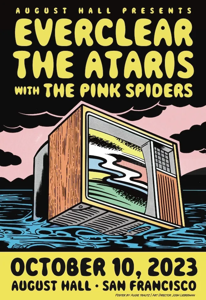 Augie Trautz 设计的 Everclear、The Ataris 和 The Pink Spiders 乐队演唱会海报