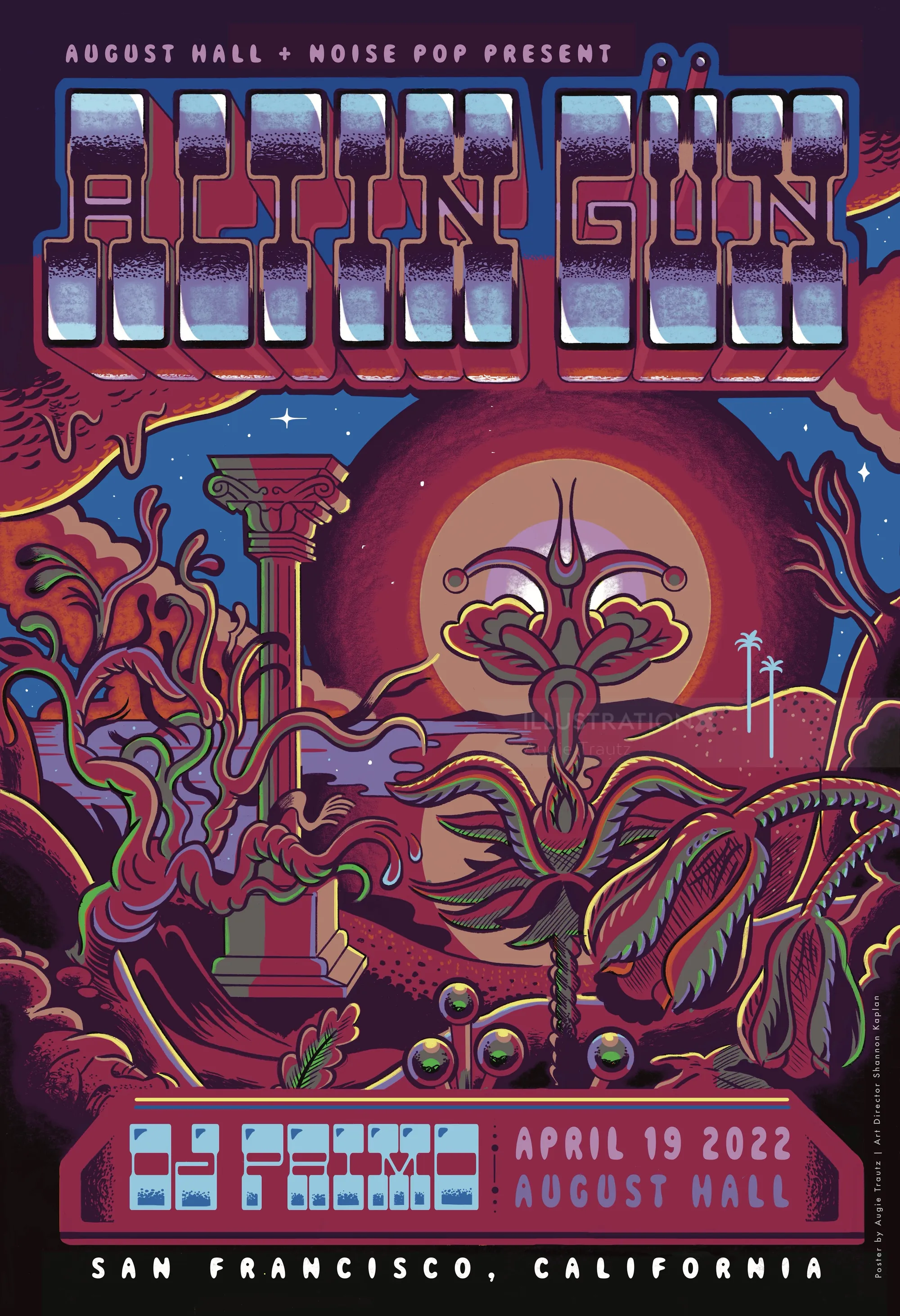 Colorful poster for Altin Gün concert at August Hall by Augie Trautz