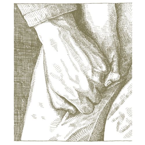 Holding hands black and white illustration