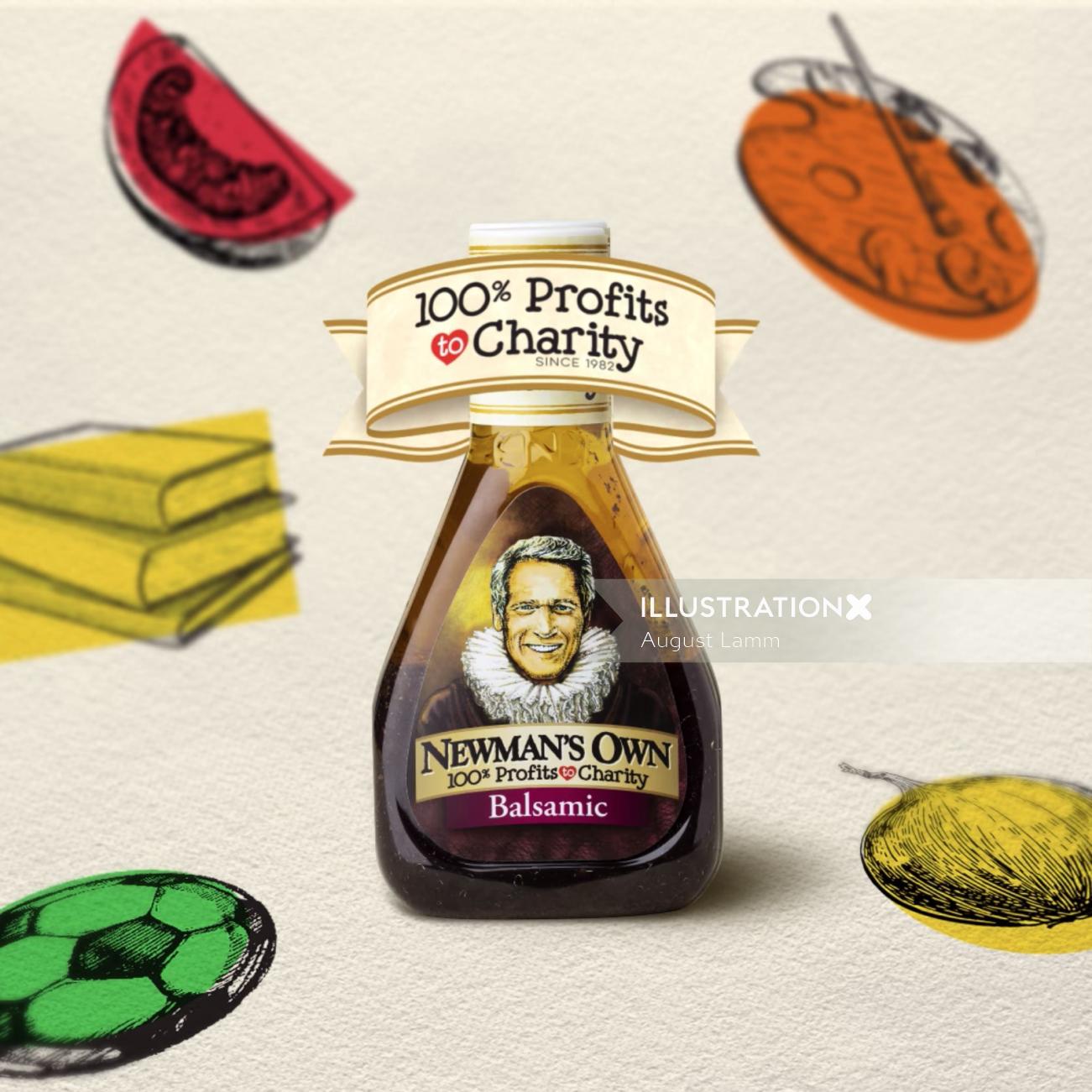 Packaging illustration of Newman's own Balsamic