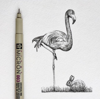 Arte a lápis de pássaro garça-grande 