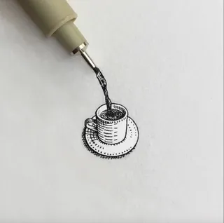 Coffee cup pencil artwork 