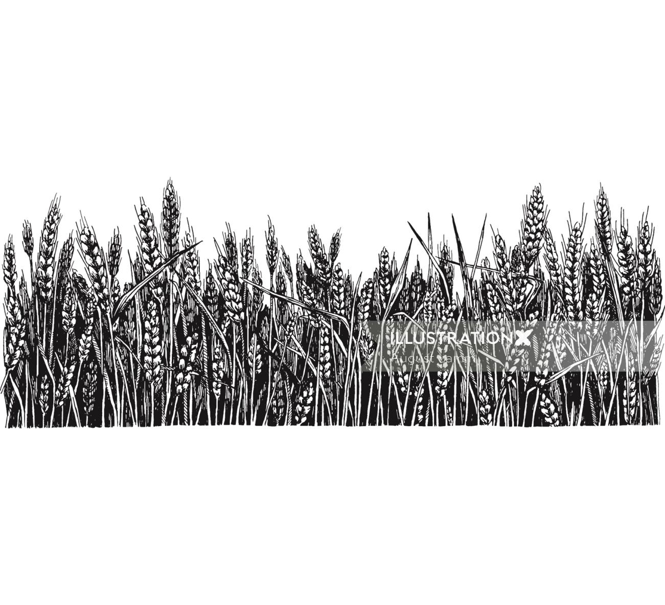 Grain farming black sketch illustration