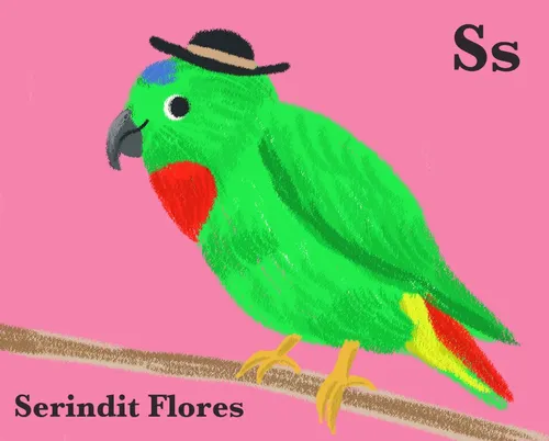 Children green parrot
