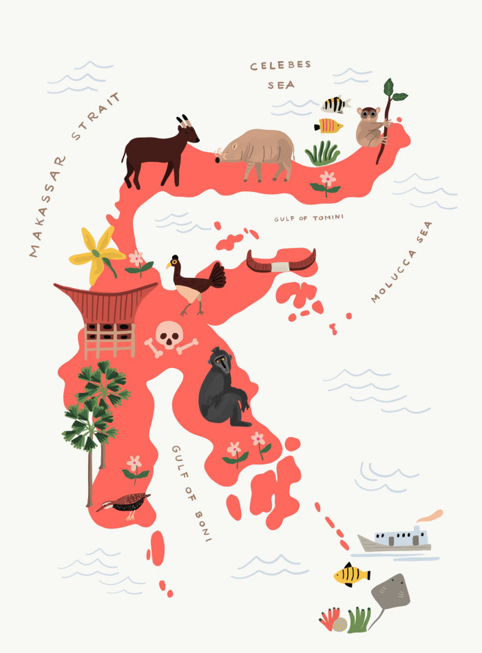 孟加锡海峡地图插图，由Ayang Cempaka设计