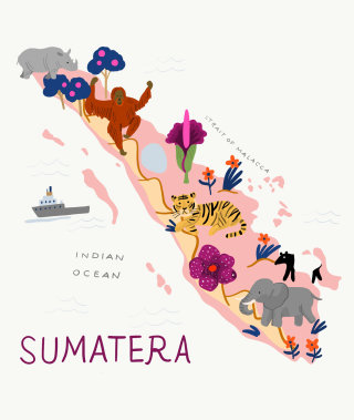 Desenho do mapa de Sumatra 